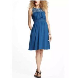 Anthropologie Women’s Size 6 Lace Yoke Dress Teal